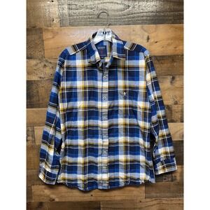 Hackett London Plaid Long Sleeve Button Down Shirt Men's Size XL Blue Yellow